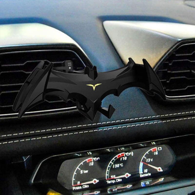 Car accessory: universal bat wing phone holder, black, robust and compact for vehicles