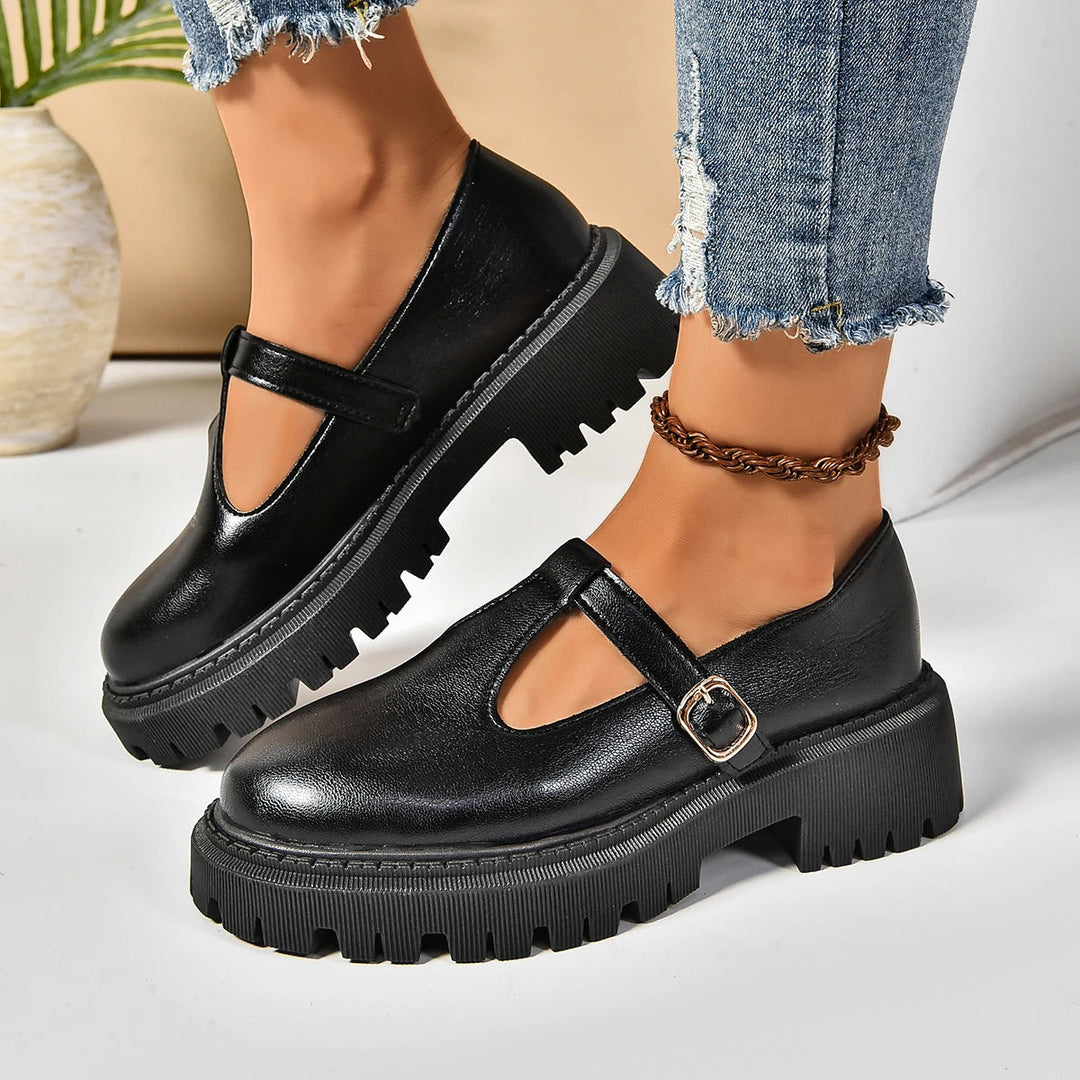 Black Women's Orthopedic Platform Mary Jane Shoes for comfort and style.