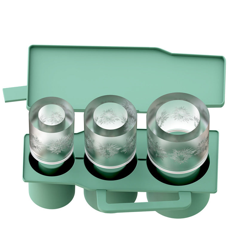 White silicone cylinder ice tray producing perfect, long-lasting ice shapes.