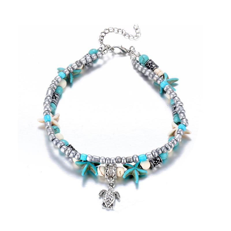 Women's fashion anklet with a unique sea turtle motif, great for casual summer wear.