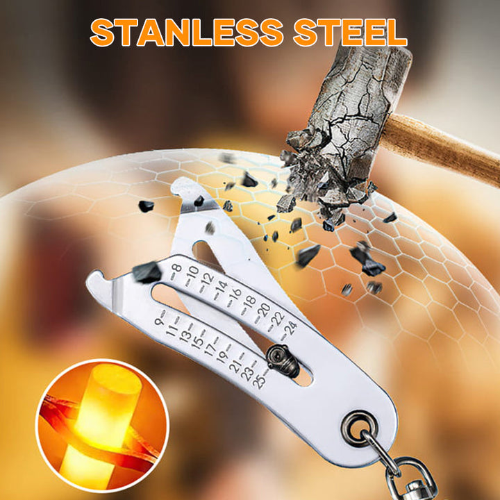 Bolt & Nut Thread Checker Keychain Tool, clearly showing both metric & imperial gauges