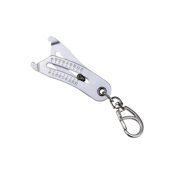 Hand holding the compact Bolt & Nut Thread Checker, demonstrating its portability for mechanics