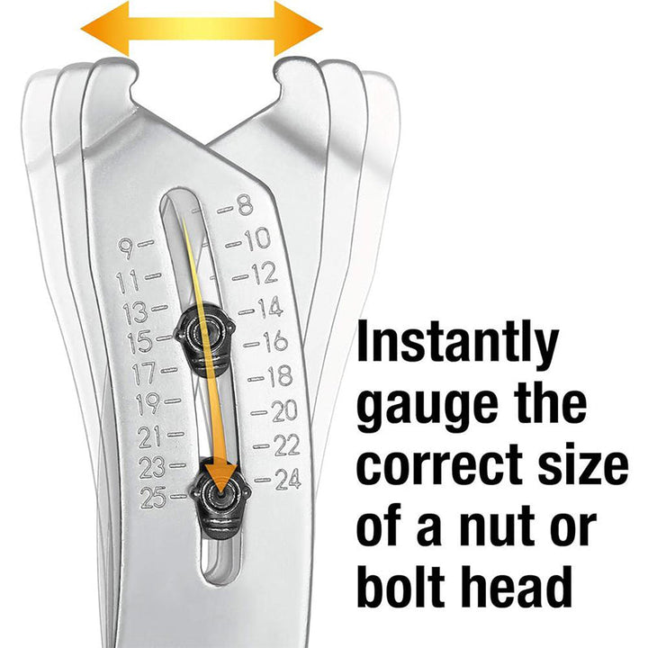 Bolt & Nut Thread Checker Keychain Tool metric side in sharp focus, showing threads