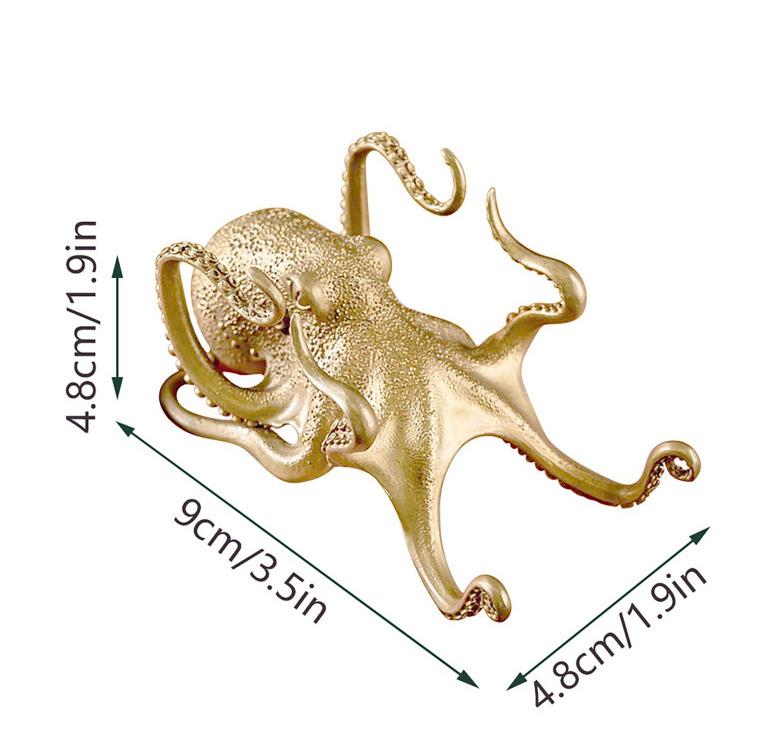 Functional brass octopus desktop decor, a novelty phone stand for home & office