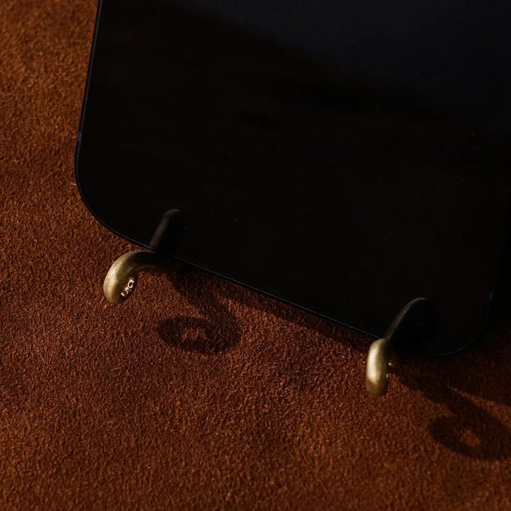 Octopus phone stand, handcrafted brass, perfect as a unique gift or office accessory