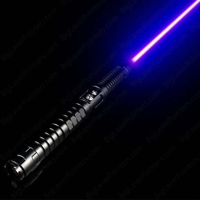 Compact blue tactical laser torch, ideal camping gear, hiking accessory, and portable emergency light.