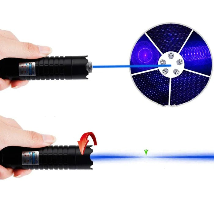 High-power blue laser torch, an essential outdoor survival tool and fire starter for emergencies.