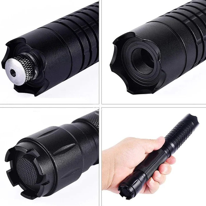 Portable burning blue tactical laser torch, high-power emergency tool for outdoor survival & camping.