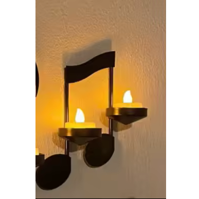 Unisex Music Note Metal Wall Sconce Candle Holder