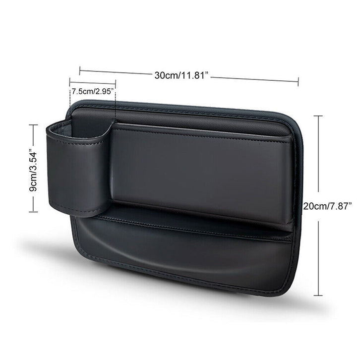 Ergonomic car seat gap filler with multiple compartments and a fast-charging port