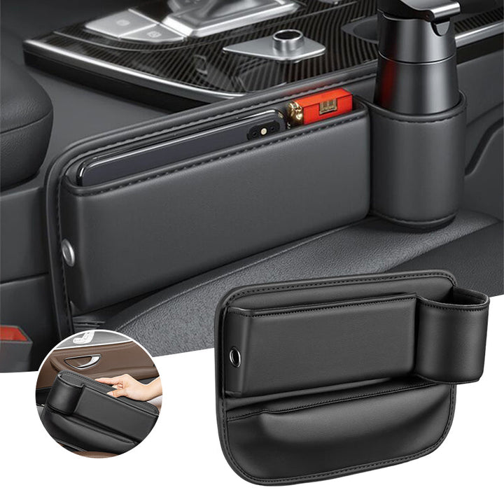 Keep your car tidy: seat gap organizer with quick-access storage and device charging