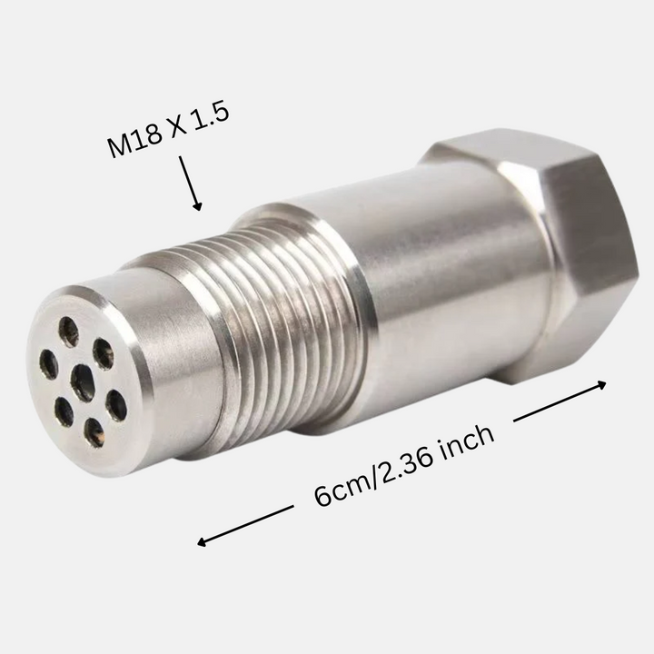 Performance O2 sensor CEL fix eliminator adapter for catalytic converter & exhaust systems in race cars.