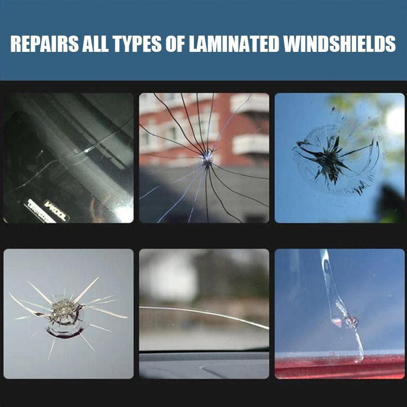 DIY windshield crack repair kit components: resin, razor blade, and pedestal for auto care