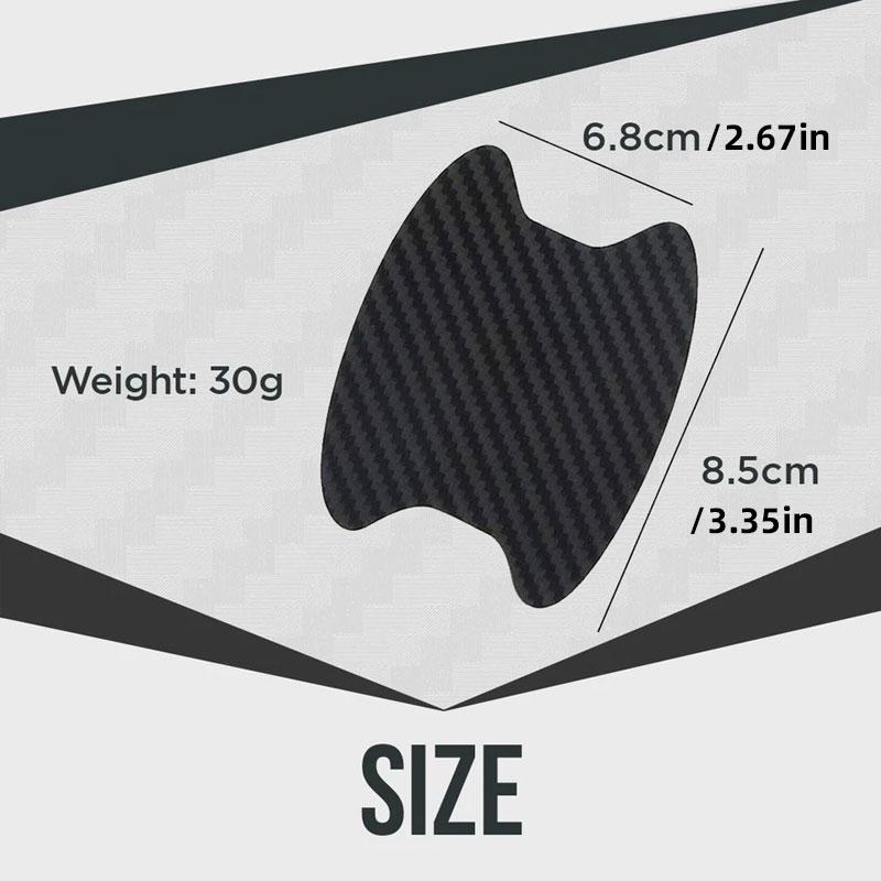 Vehicle door handle with clear scratch guard applied, protecting paint from damage