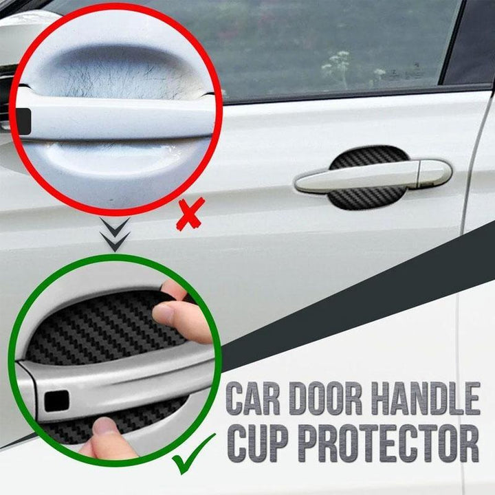 Universal car door handle paint protector, sleek carbon fiber vehicle accessory