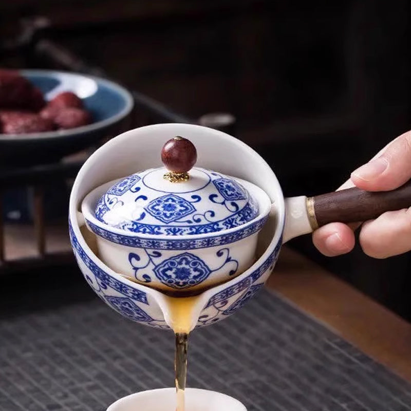 Luxury ceramic tea pot with a fascinating color-changing floral design and practical 360° rotation.