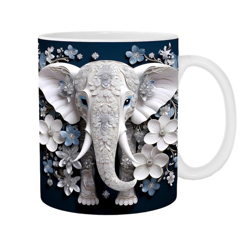 Elephant design ceramic mug, 12 oz, an ideal present for Valentine's Day. Keywords: valentinsday, elephantmug, personalizedgift.