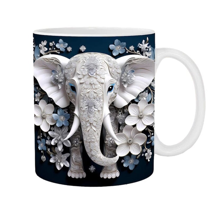 Elephant design ceramic mug, 12 oz, an ideal present for Valentine's Day. Keywords: valentinsday, elephantmug, personalizedgift.