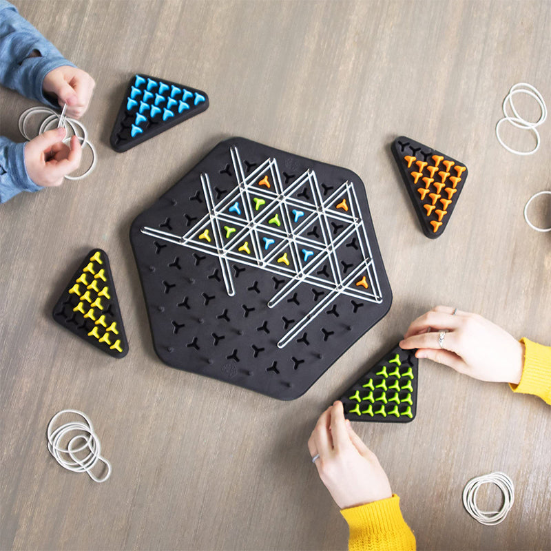 Chain Triangle Strategy Board Game for families, multicolor pieces, 2-4 players, ages 8+