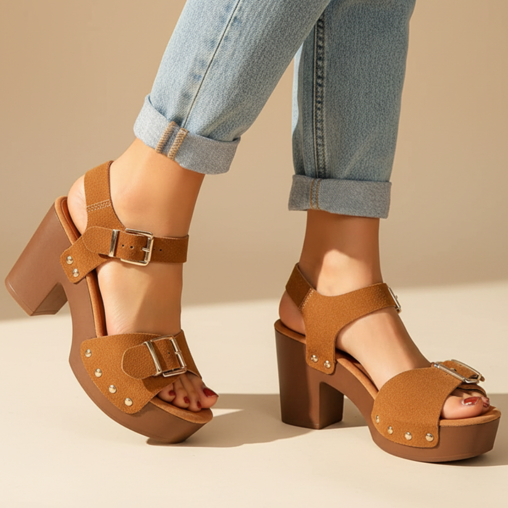 Casual yet chic women's orthopedic summer sandals with stable block heel and comfortable foot support.