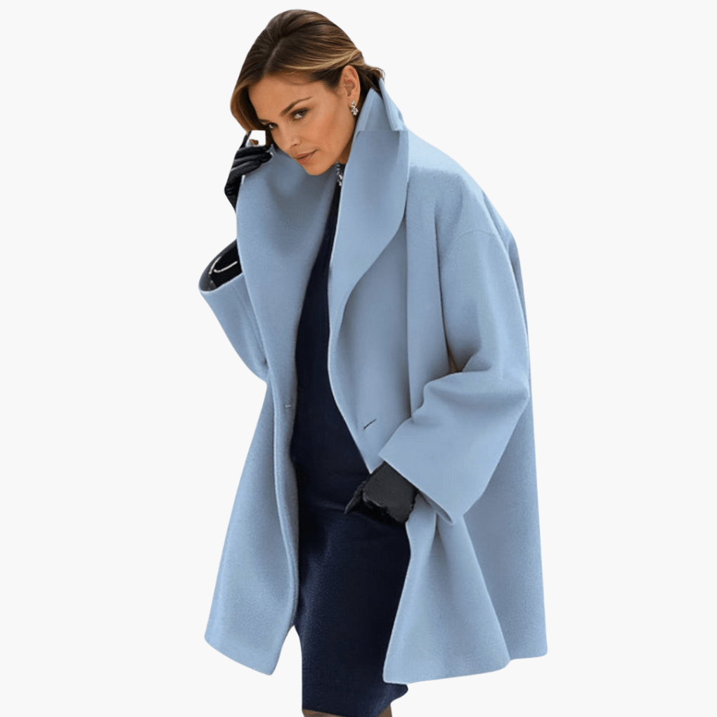 Chic women's everyday jacket with wide collar & long sleeves, perfect for casual autumn or spring style.