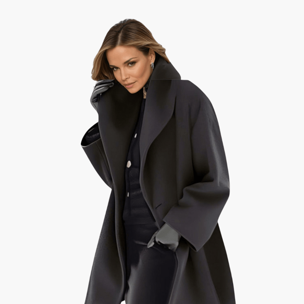 Casual women's long-sleeve jacket with a flattering wide collar, ideal for spring & autumn layering.