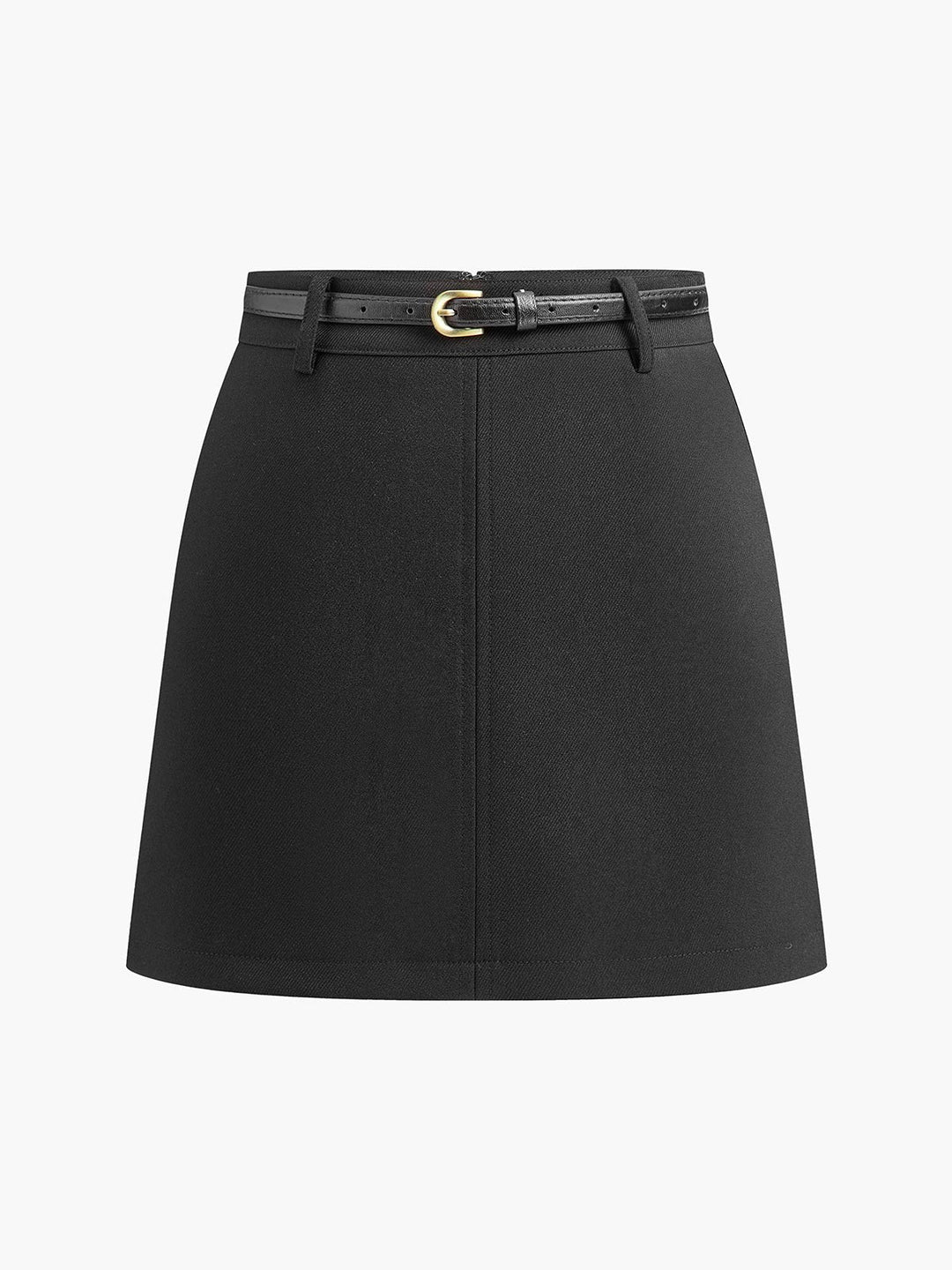 Chic high waist A-line mini skirt for women, featuring a flattering belted design and fitted bodycon style.