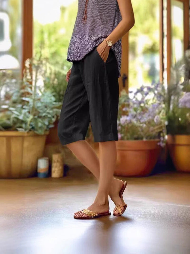 Women's straight leg knee-length shorts, a comfortable and chic option for your summer wardrobe.