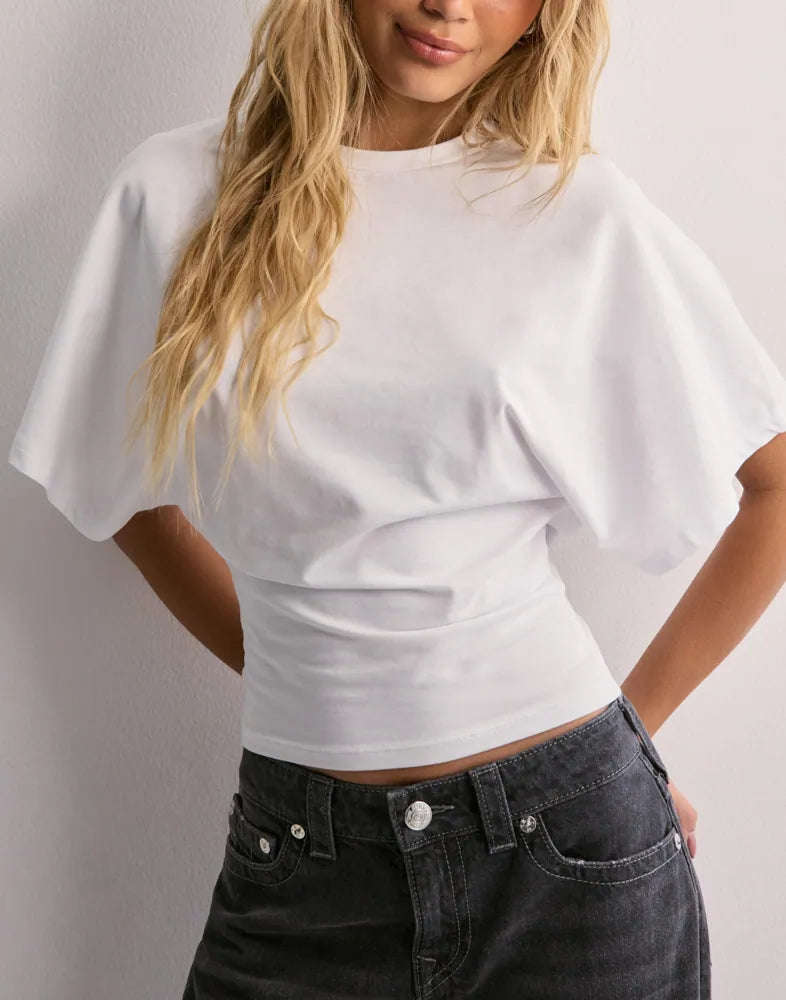 Versatile women's wide sleeve top for casual wear & everyday style. Comfortable modern fit ladies t-shirt.
