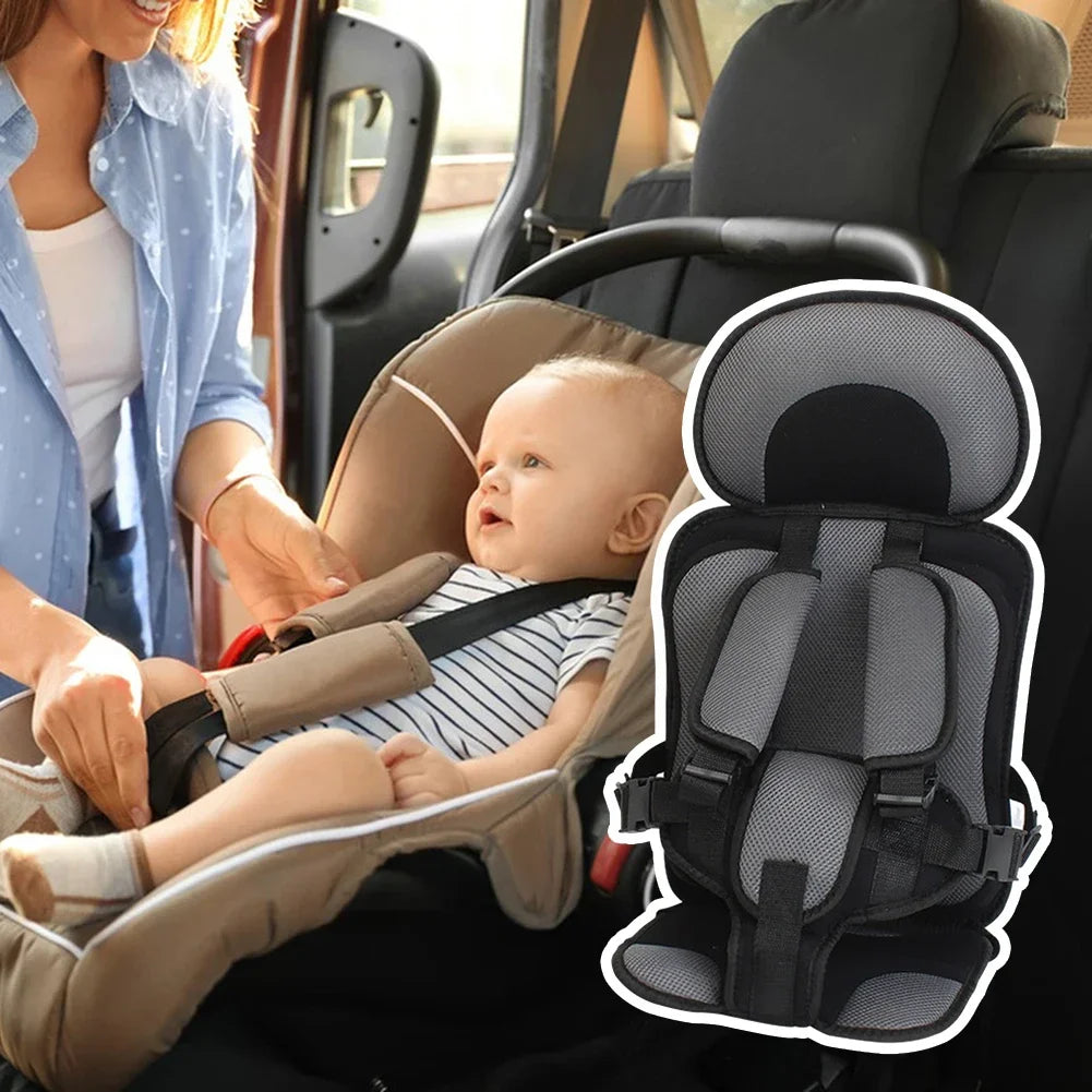 Washable child car seat booster with safety harness, perfect baby gear for safe & clean travel.