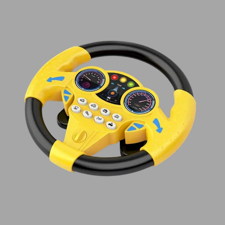 Educational infant activity toy: electric steering wheel with suction cup, perfect for stroller or high chair.
