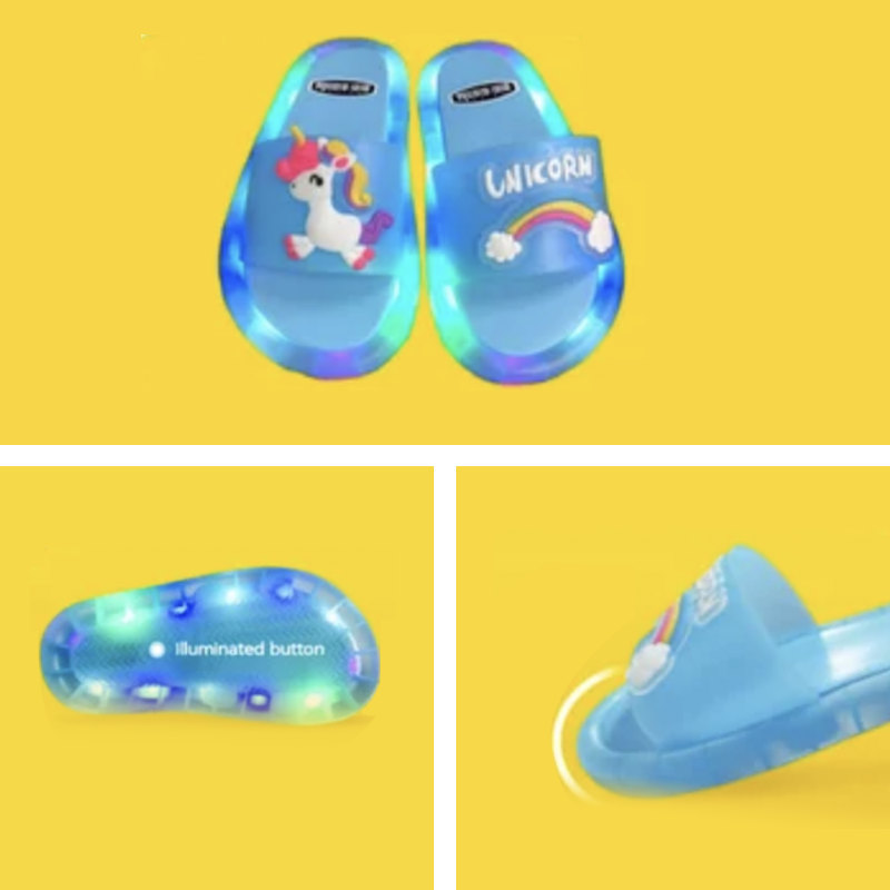 Kids light-up summer slides in green, featuring vibrant LED lights for playtime.