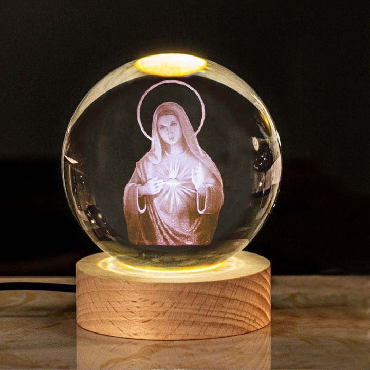Christian Faith Crystal Ball, displaying a radiant star, symbolizing hope, glowing spiritual gift