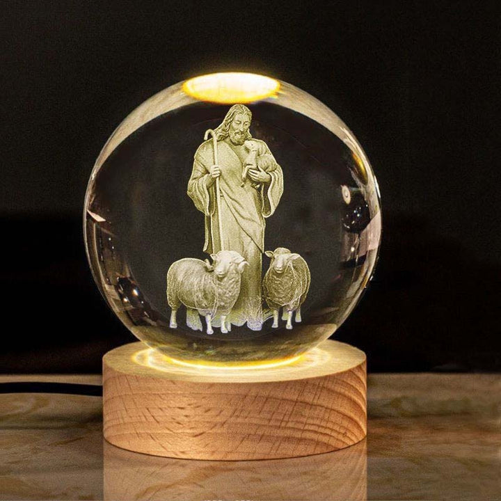 Christian Faith Glowing Crystal Ball, showcasing its durable construction and bright LED light