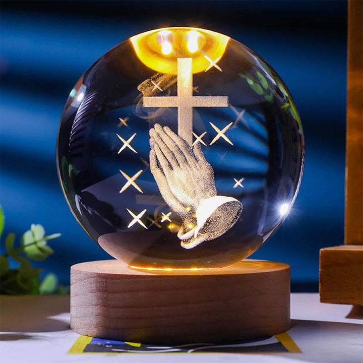 Crystal Ball with internal Christian scripture, luminous LED, inspiring faith decor, unique souvenir
