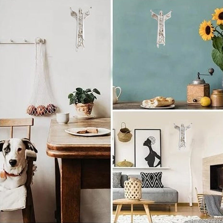Wall cross featuring Risen Christ & figures, elegant Christian art, faith-inspired home decor
