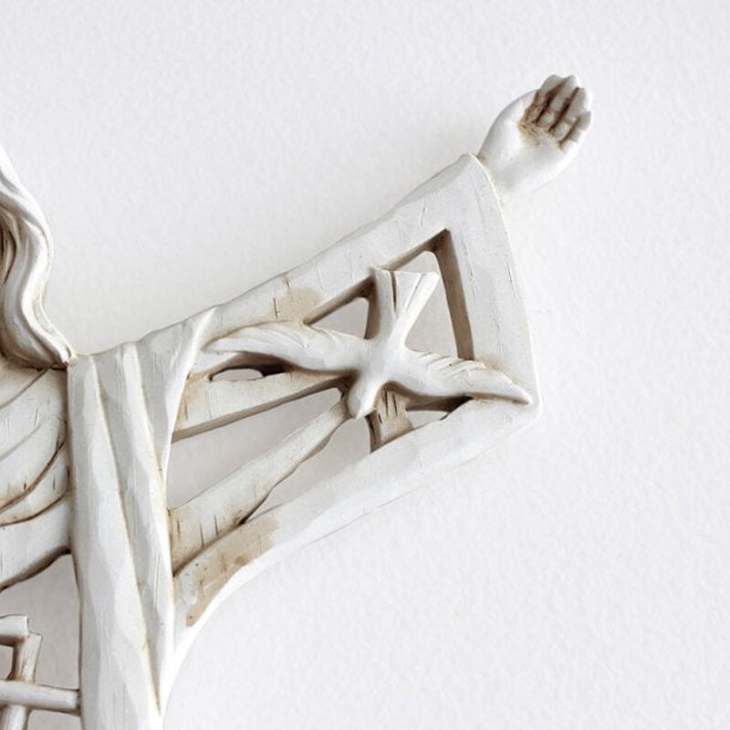 Christian wall cross, Risen Christ with figures, decorative religious art, spiritual ornament