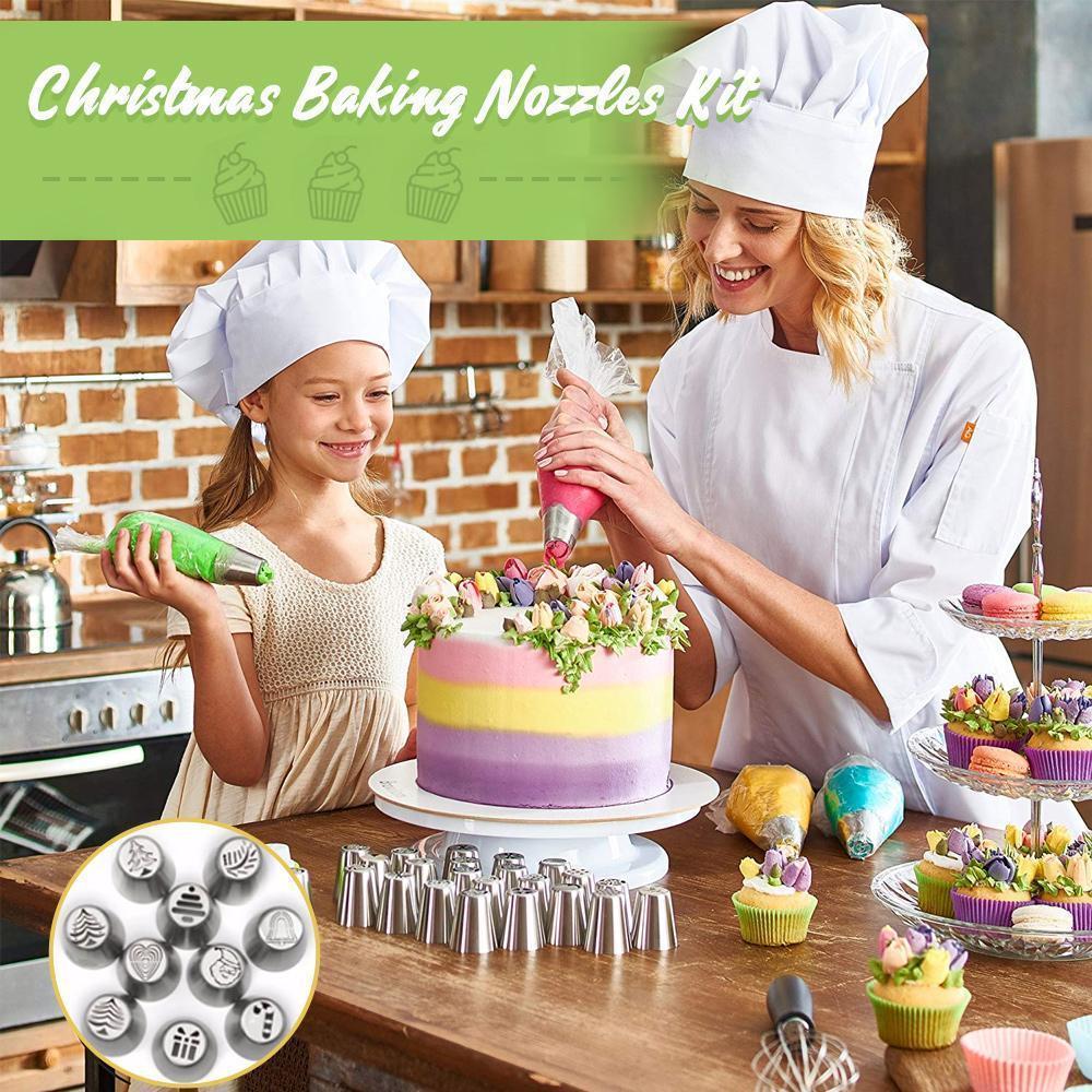 Christmas baking decorating nozzles kit for festive cupcakes & cookies