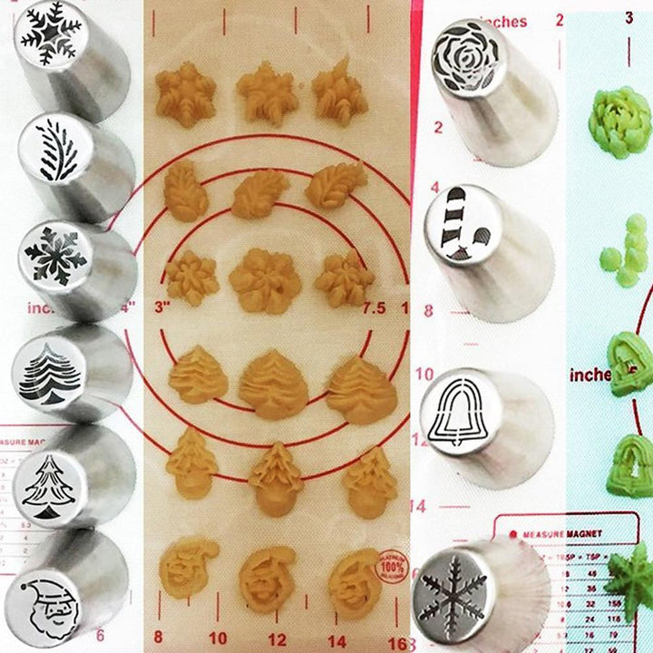Festive Christmas baking nozzles set for cakes and cupcakes