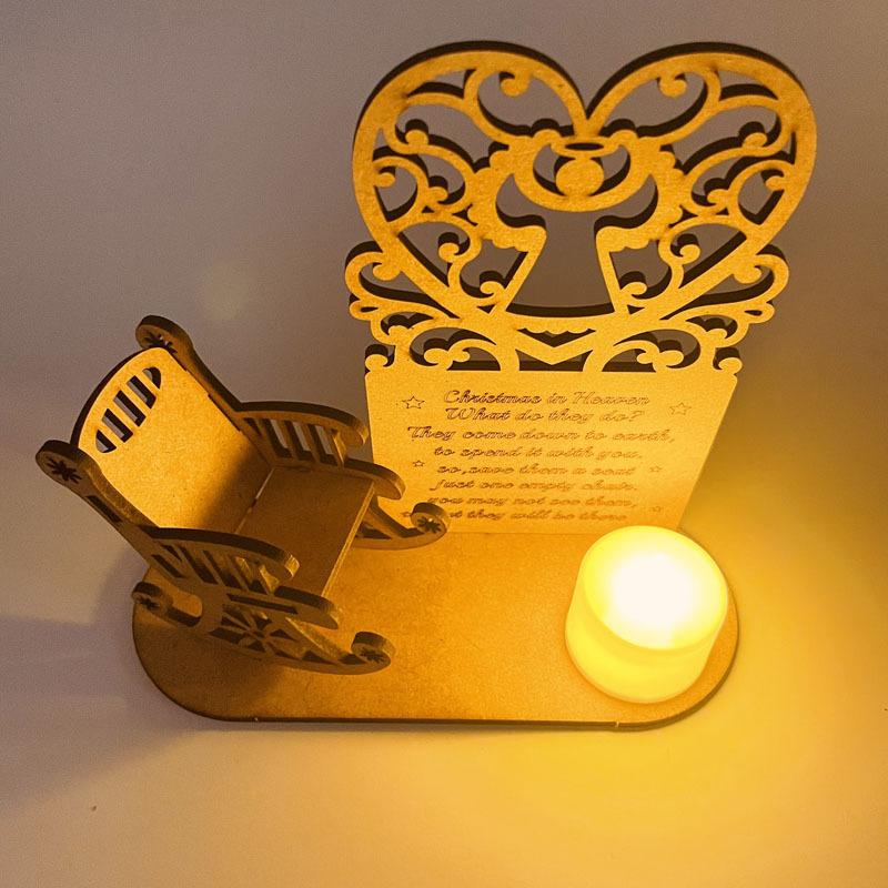 Christmas candle holder ornament, 'Forever in Our Hearts' inscription, a thoughtful memorial holiday decor.