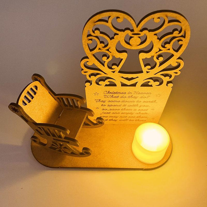 Christmas candle holder ornament, 'Forever in Our Hearts' inscription, a thoughtful memorial holiday decor.