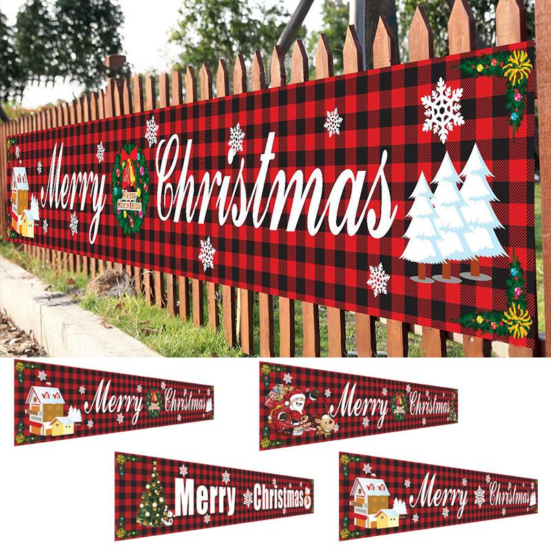 Christmas outdoor banner flag decor, festive polyester, waterproof holiday decoration showcasing snowflakes
