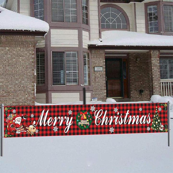 Waterproof Christmas outdoor banner flag, vibrant holiday decor featuring Santa Claus, ideal for festive display