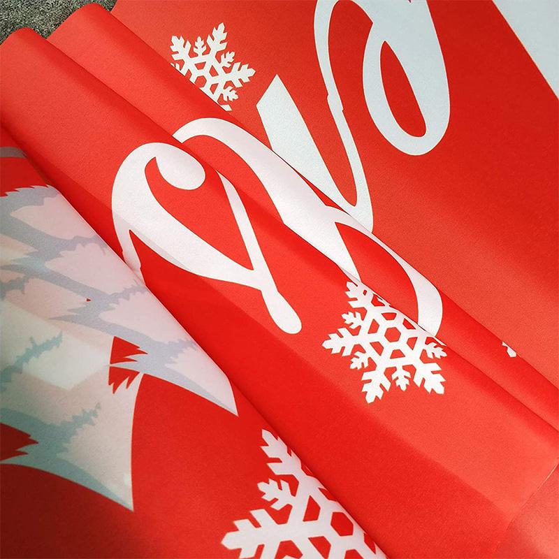 Durable polyester Christmas outdoor banner flag, holiday decor with 'Merry Christmas' text, weather-resistant