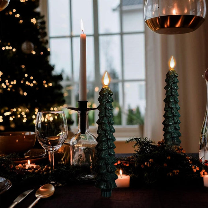 Wireless LED Christmas Tree candles, featuring a realistic flickering effect