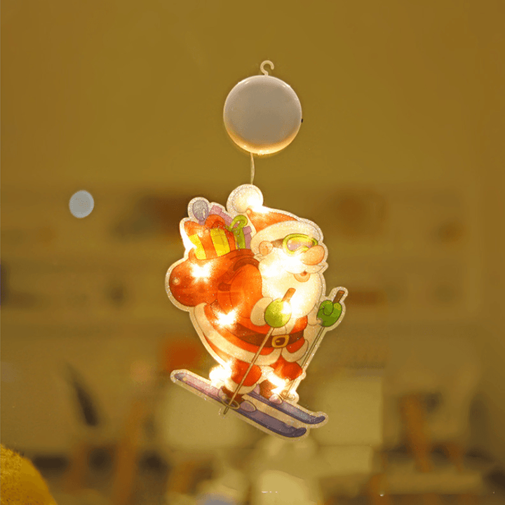 Reflected light from Christmas Window Suction Cup LED Lights on a cozy interior wall, warm and inviting