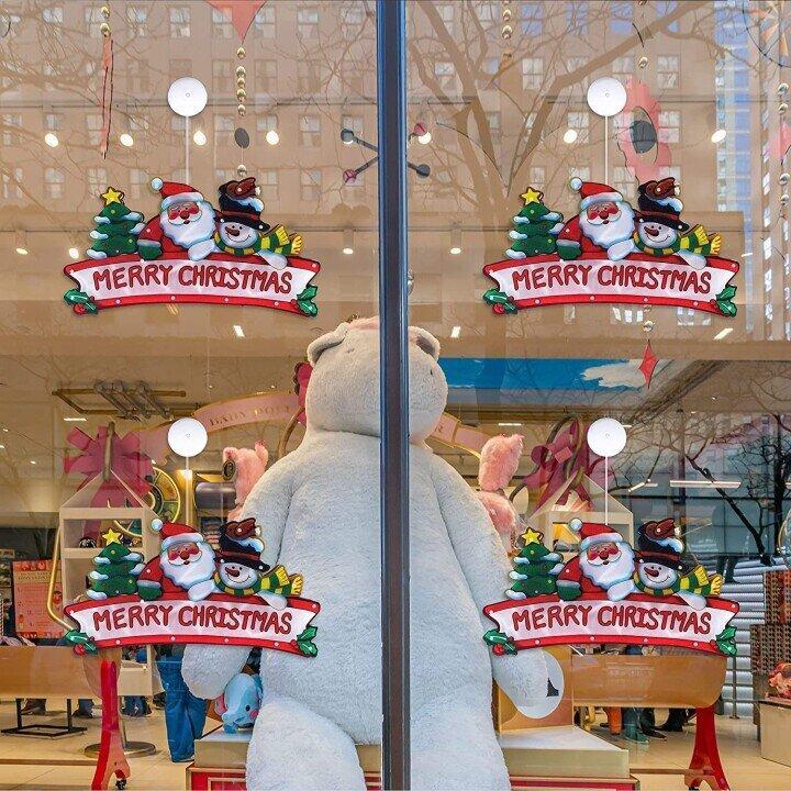 Set of Christmas Window Suction Cup LED Lights, various shapes like stars and trees, home holiday decoration