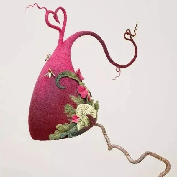 Unique purple felt witch hat, a classic unisex accessory for Halloween costumes & festive parties.