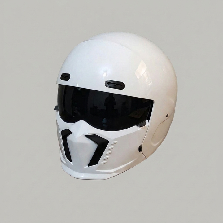 Adult motorcycle helmet, classic matte black with rainbow lens. DOT & ECE certified protective riding gear.