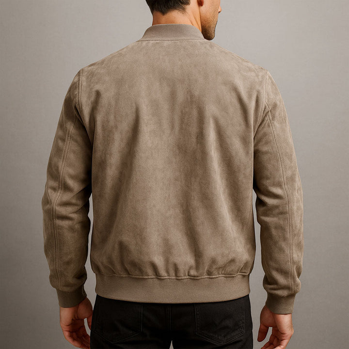 Modern men's classic bomber jacket. Stylish, versatile outerwear for everyday fall and spring layering.